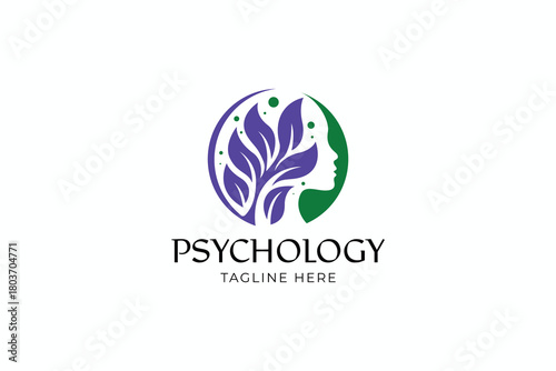 Logo Leaf and Face Concept for Psychology Mental Health Therapy Brand Identity