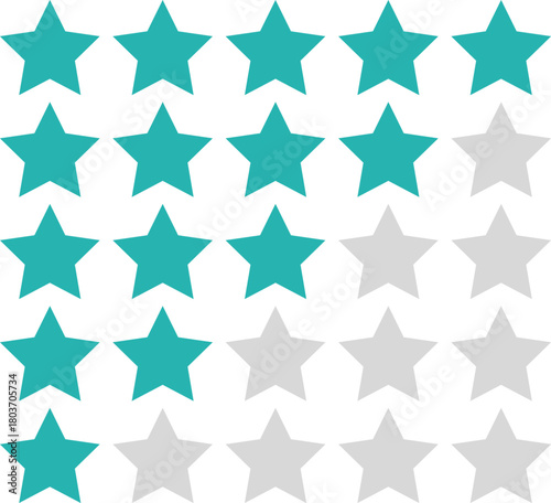Illustration of a 5-star rating system with all five variations.