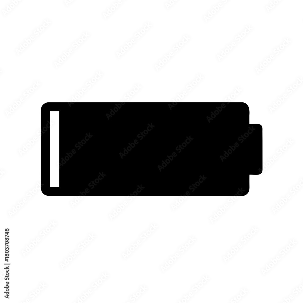 Fototapeta premium Low battery icon representing minimal charge or power. Vector, illustration
