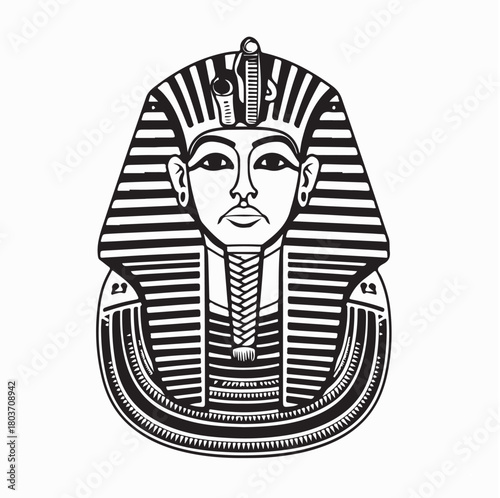 Ancient Egyptian Pharaoh Illustration Vector on white background