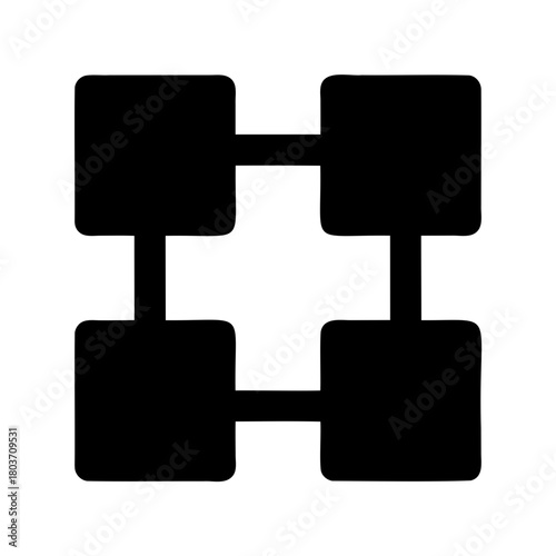 Abstract connected squares grid network symbol on white Vector, illustration