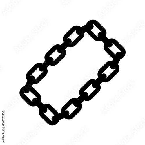 Black metallic chain forming a rectangular loop outline Vector, illustration