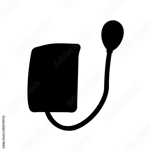 Blood pressure cuff and pump silhouette for medical use Vector, illustration