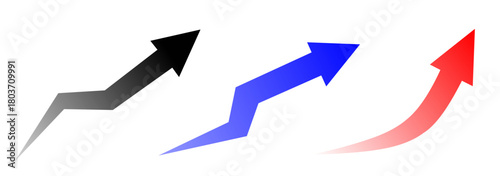 Modern gradient arrows in grey, blue, and red tones, ideal for business charts, direction guides, progress visuals, and infographic layouts with clean and dynamic appeal.
