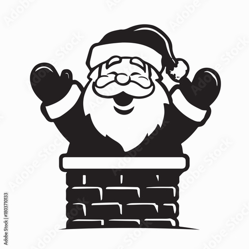 Happy Santa Claus in Chimney Logo Vector isolated on white background