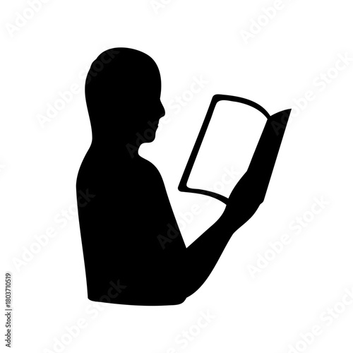 Person silhouette reading book vector icon illustration Vector, illustration