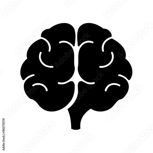 Brain outline black icon representing intellect and thought Vector, illustration