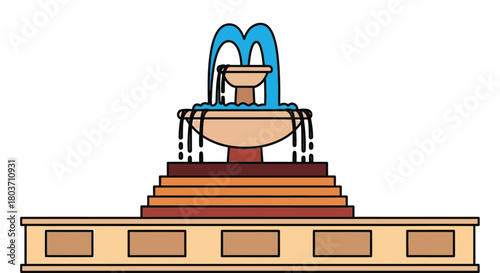 Beautiful public fountain with cascading water for city park design