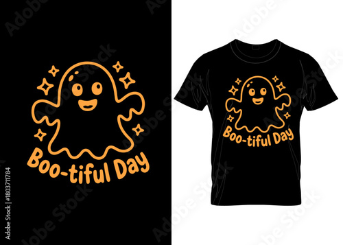 creative spooky doodles on t-shirts, mugs, hoodies, and bags boo tiful day design 