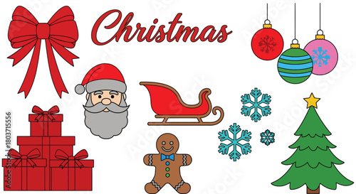 Festive Christmas illustration with Santa and gifts for holiday cheer