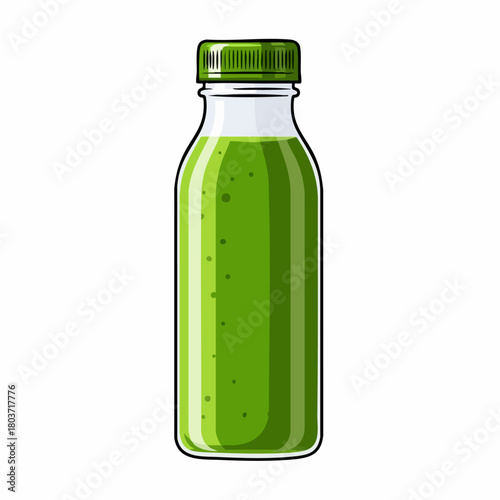 Green smoothie in bottle, vibrant and healthy drink for wellness. Green smoothie made with fresh fruit and vegetables provides natural energy and nutrition.