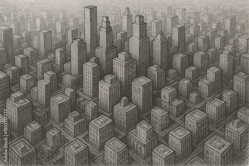 Vast Pencil-Line 3D City