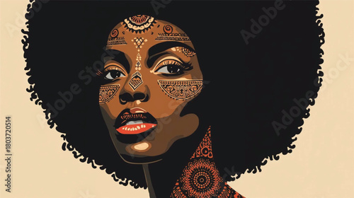Bold Contemporary Afro Woman Portrait for Digital Presence.