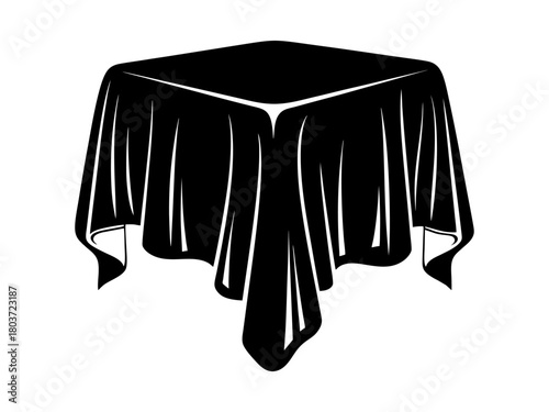 Table with tablecloth isolated on transparent background