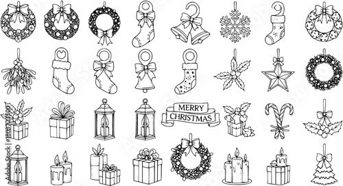 Festive Christmas Doodle Set: Hand-Drawn Holiday Decorations