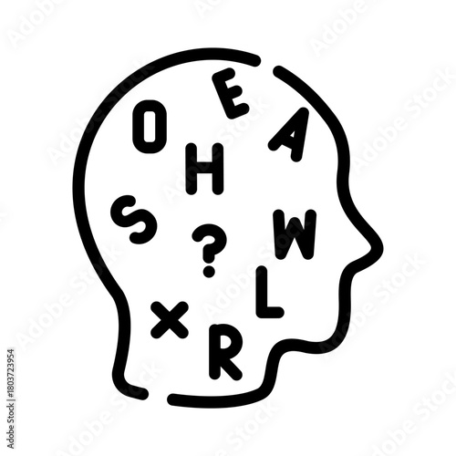 Mental health line icon. Attention Deficit Hyperactivity Disorder illustration.