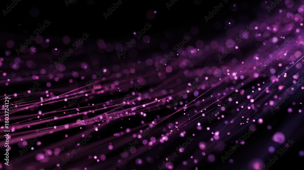 Fototapeta premium Bright purple light trails with glowing particles create a dynamic and vibrant visual effect
