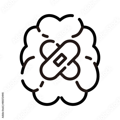 Mental health line icon. Mental healing illustration.