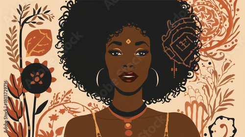 Modern Afro Woman Character Design for Online Branding.