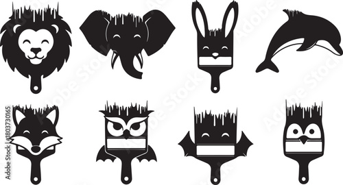 Animal Paint Brush Vector Icons
