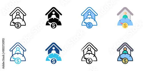 Subprime mortgage icon set multiple style collection 
