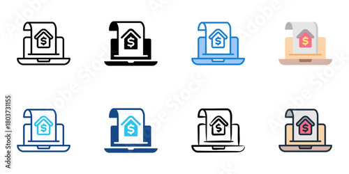 Mortgage escrow icon set multiple style collection 
