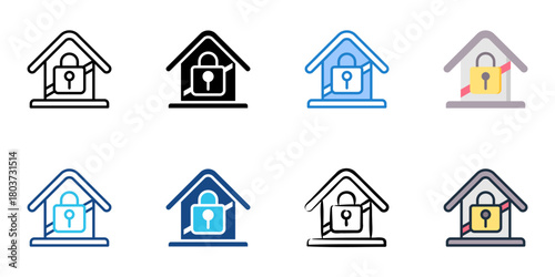 Mortgage foreclosure icon set multiple style collection 
