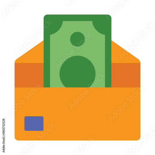 Money in envelope icon flat vector illustration for finance and payment concepts isolated on white background