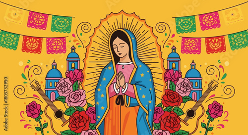 Celebrate the vibrant culture with this stunning Our Lady of Guadalupe design, perfect for Cinco de Mayo festivities, Mexican holidays, and creating eye-catching religious themed projects