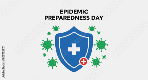 Promote World Epidemic Preparedness Day with a bold shield and virus icons to raise awareness for public health and safety, encouraging proactive planning for future outbreaks