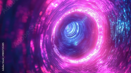 Fototapeta Naklejka Na Ścianę i Meble -  Abstract light vortex tunnel with glowing neon colors
