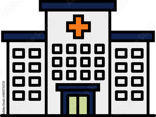 Colored Hospital Building Healthcare Icon