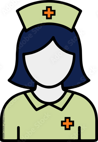Colored Female Nurse Avatar Icon