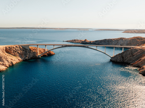 Pag bridge to the island of Pag. The Paski Bridge connecting the island of Pag with the mainland of Croatia