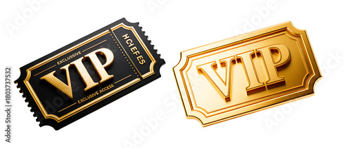 Elegant VIP tickets in gold and black representing exclusivity and premium access perfect for events and promotions