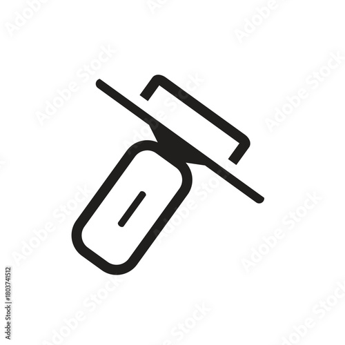 A simple minimalist black and white icon of a squeegee used for cleaning windows or surfaces vector icon illustration
