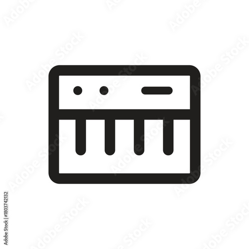 Illustration of a synthesizer keyboard with black outline vector icon
