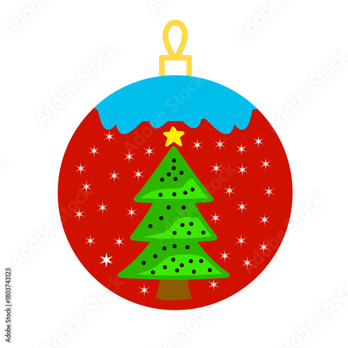 Colorful christmas tree ball red background element png
