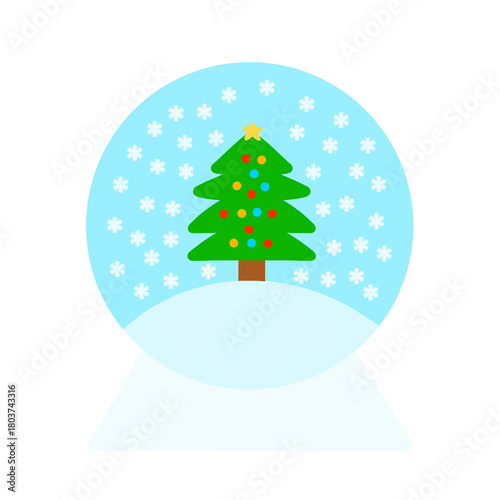 Snow globe with christmas tree colorful element png