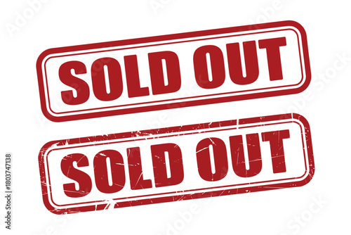 Set of sold out rubber stamps distressed grunge style isolated on white background