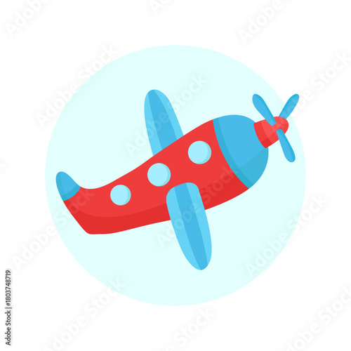 Vibrant colors plane toy for kids flat illustration
