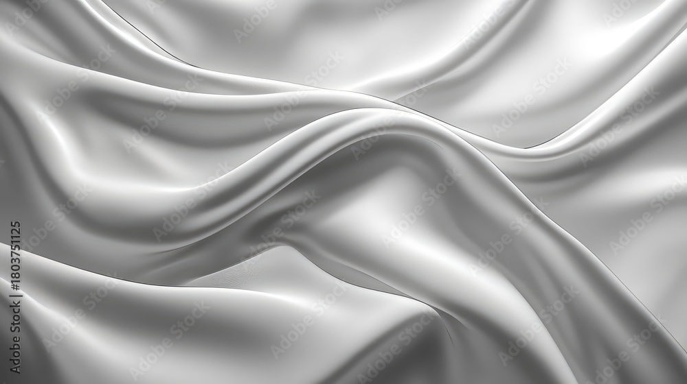 Fototapeta premium White satin fabric flowing waves abstract background