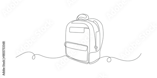 Continuous Single one line drawing of school bag for kindergarten student
