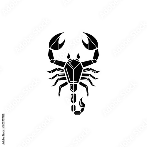 Geometric Scorpion Silhouette Vector Illustration for Zodiac and Wildlife Themes.