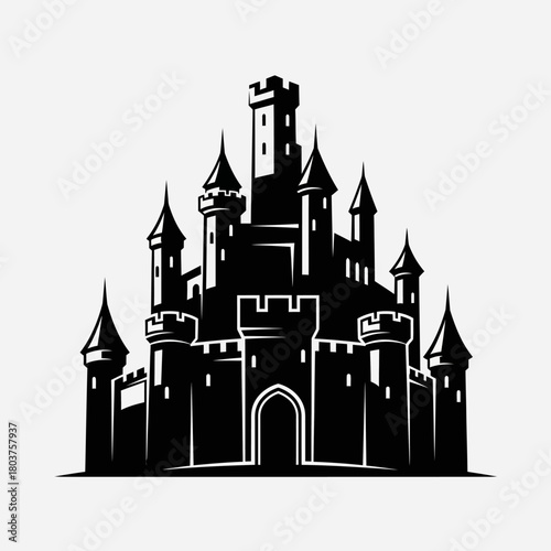 Majestic Castle Silhouette - A Symbol of Strength and Timeless Architecture.