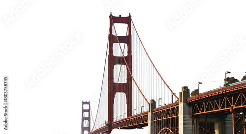Golden gate bridge isolated on transparent background, a famous landmark in san francisco, california, usa, showcasing its iconic design