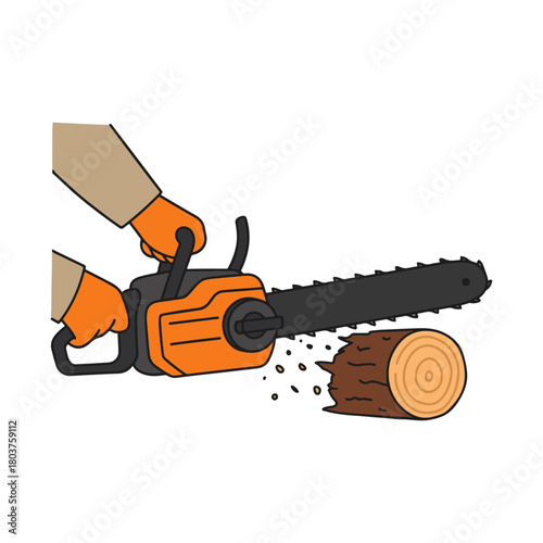 Chainsaw Illustration on White Background