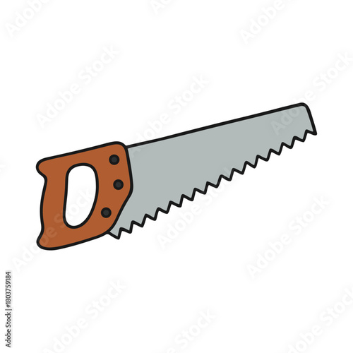Hand Saw Illustration on White Background