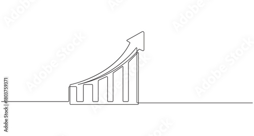 single line art drawing business graph chart,