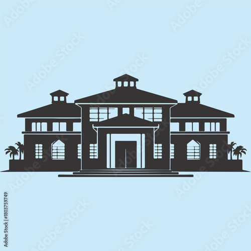 Police Station Building Icon in Outline and Solid Glyph Styles